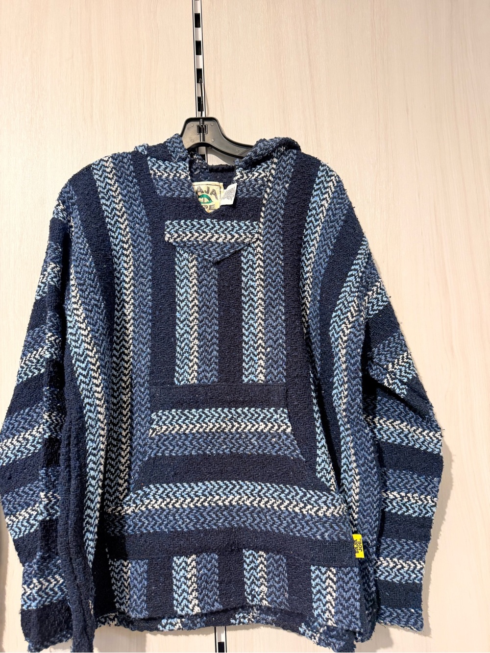 Soft Baja Navy Blue Striped Crewneck Hoodie Sweater
